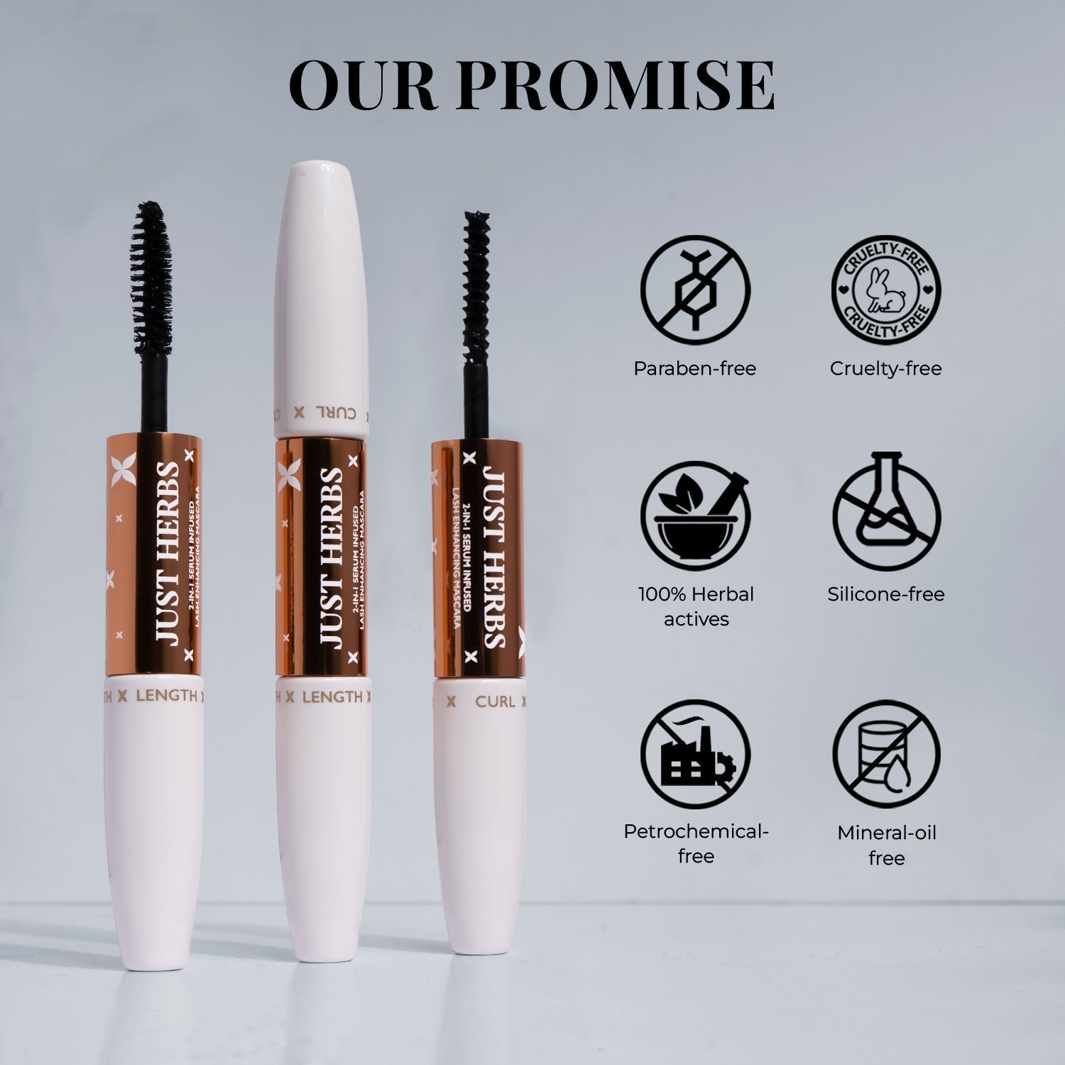 2-in-1 Serum-infused Lash Enhancing Mascara with Castor Oil and Coconut Oil 