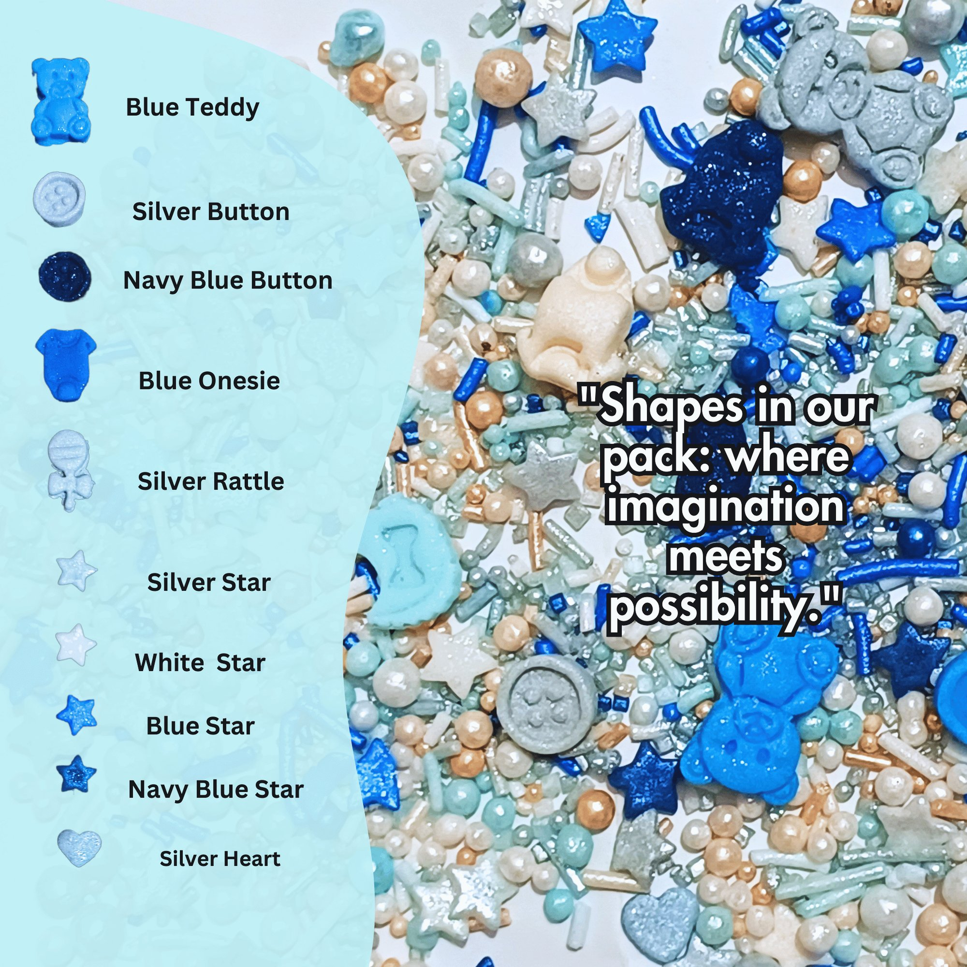 Confect Boys Baby Shower Sprinkles | Baby Blue Sprinkles for Cake & Cupcake Decorating