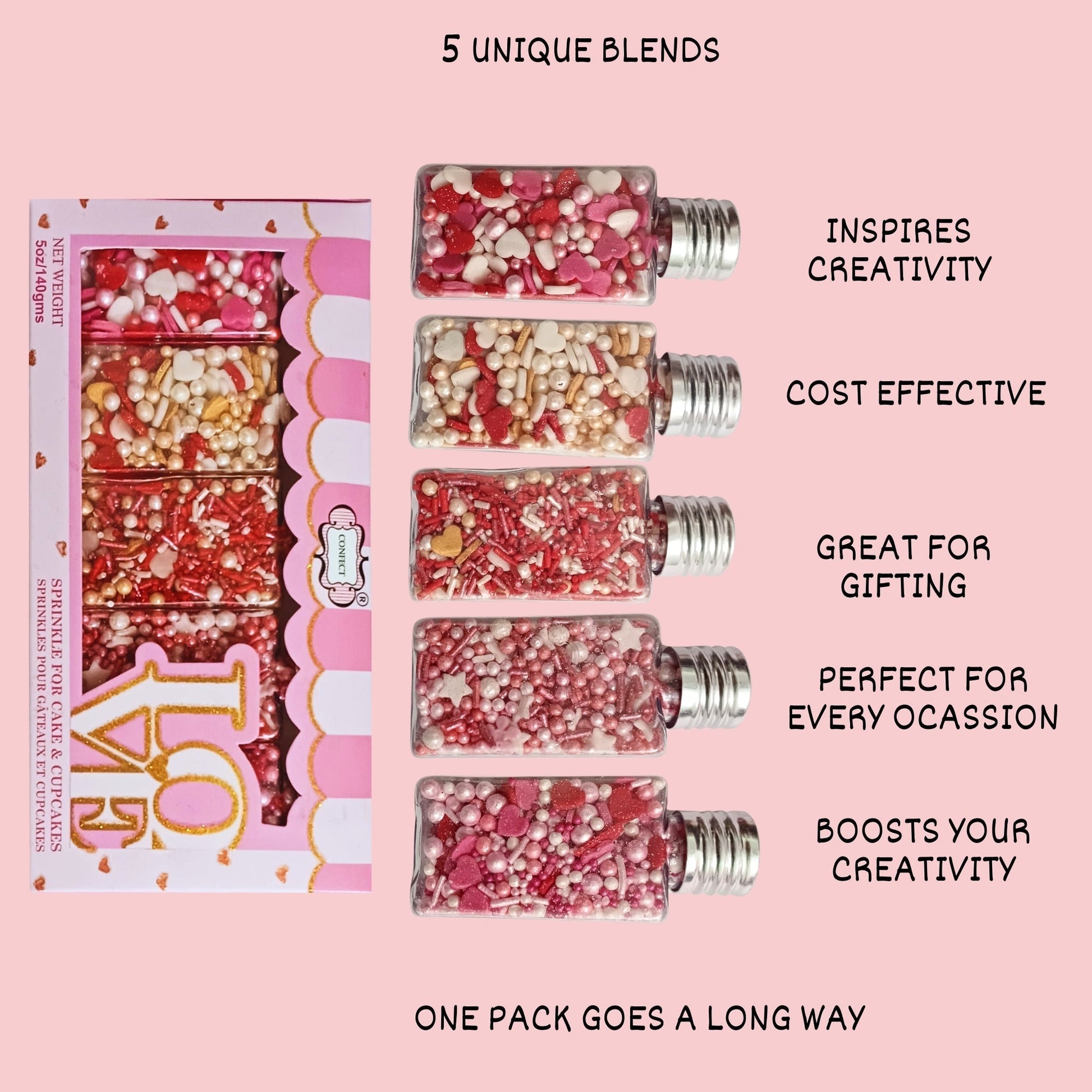 Confect Valentine Sprinkles | 08 Edible Decoration for Baking & Dessert  Grab2Buy Confect Grab2Buy