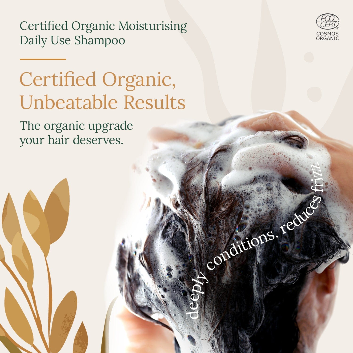 Certified Organic Moisturising Daily Use Shampoo Fortified with Rice Water + Oat Milk 