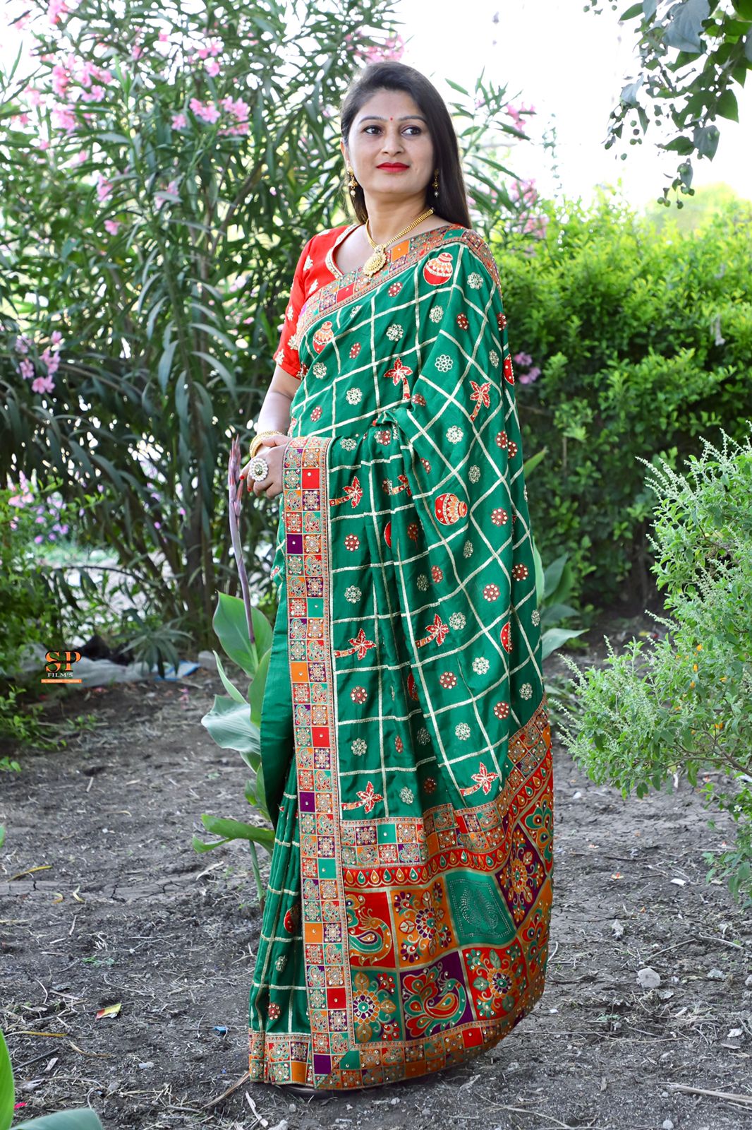 Lorenvalley Fashion Premium Green Dola Silk Embroidery and Diamond work with Jacquard Lace Border Grab2Buy 