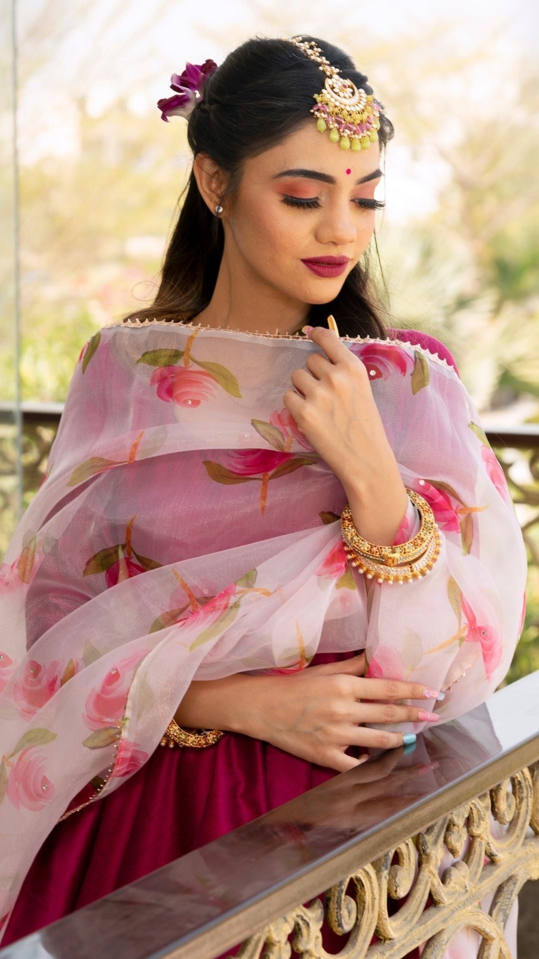 Pomcha Jaipur Magenta Lilly Anarkali Set 