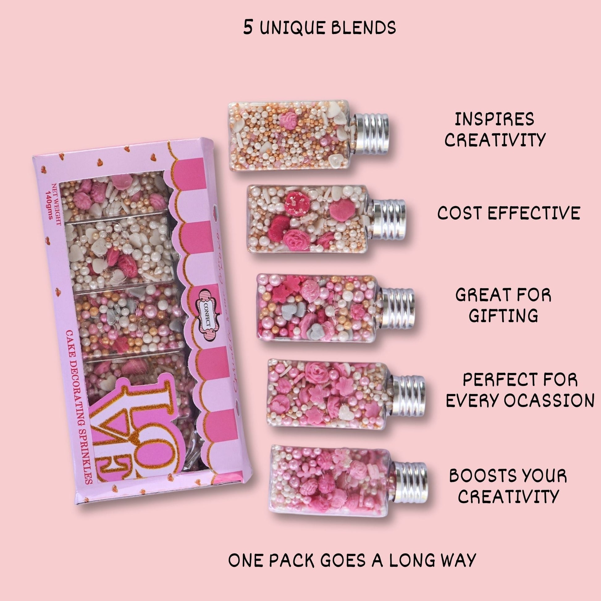 Confect Silver Hearts & White Pearls | Edible Mother's Day Sprinkles