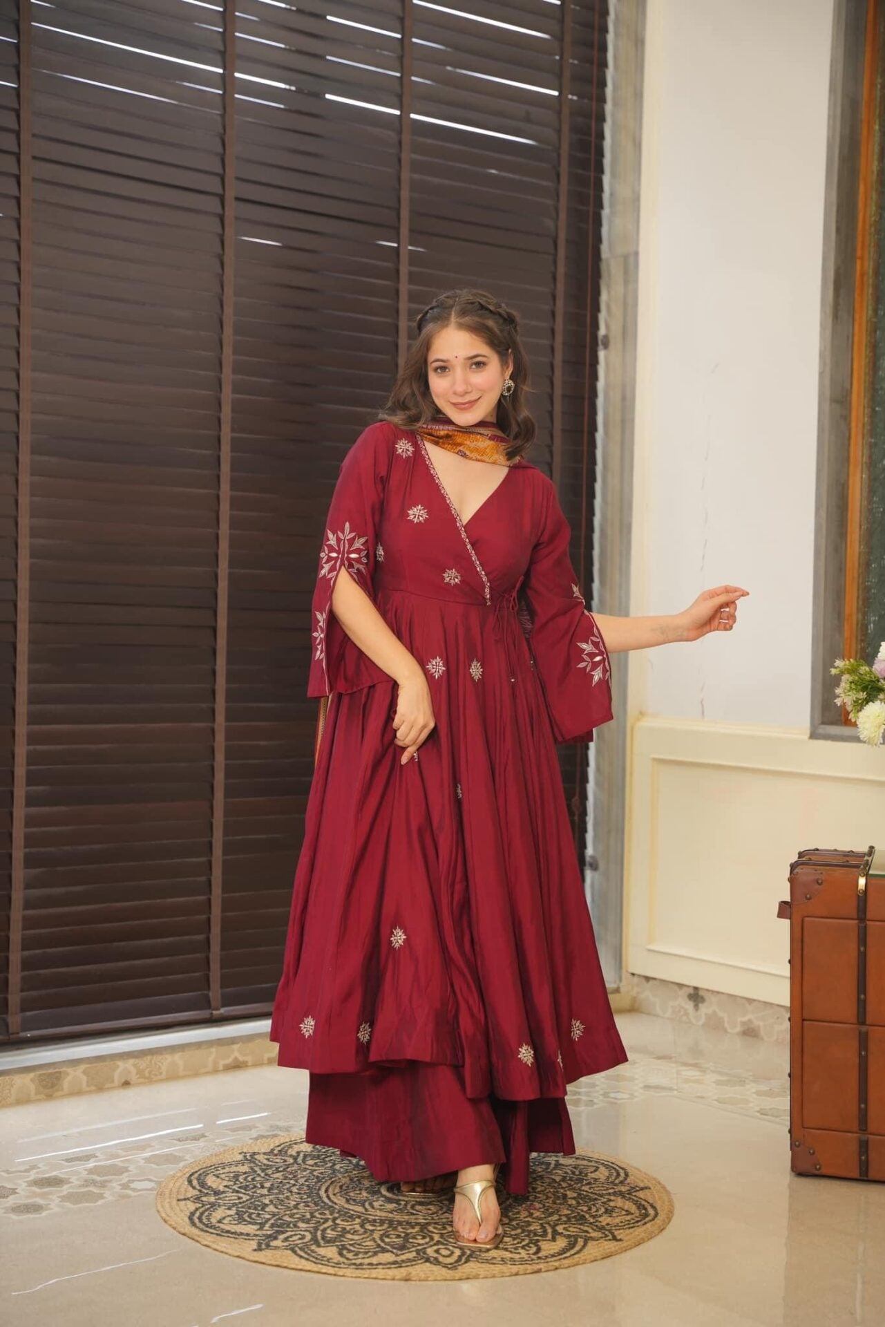 Yash Enterprise Maroon Maslin Cotton Party Wear Suit Set  Grab2Buy Yash Enterprise Grab2Buy