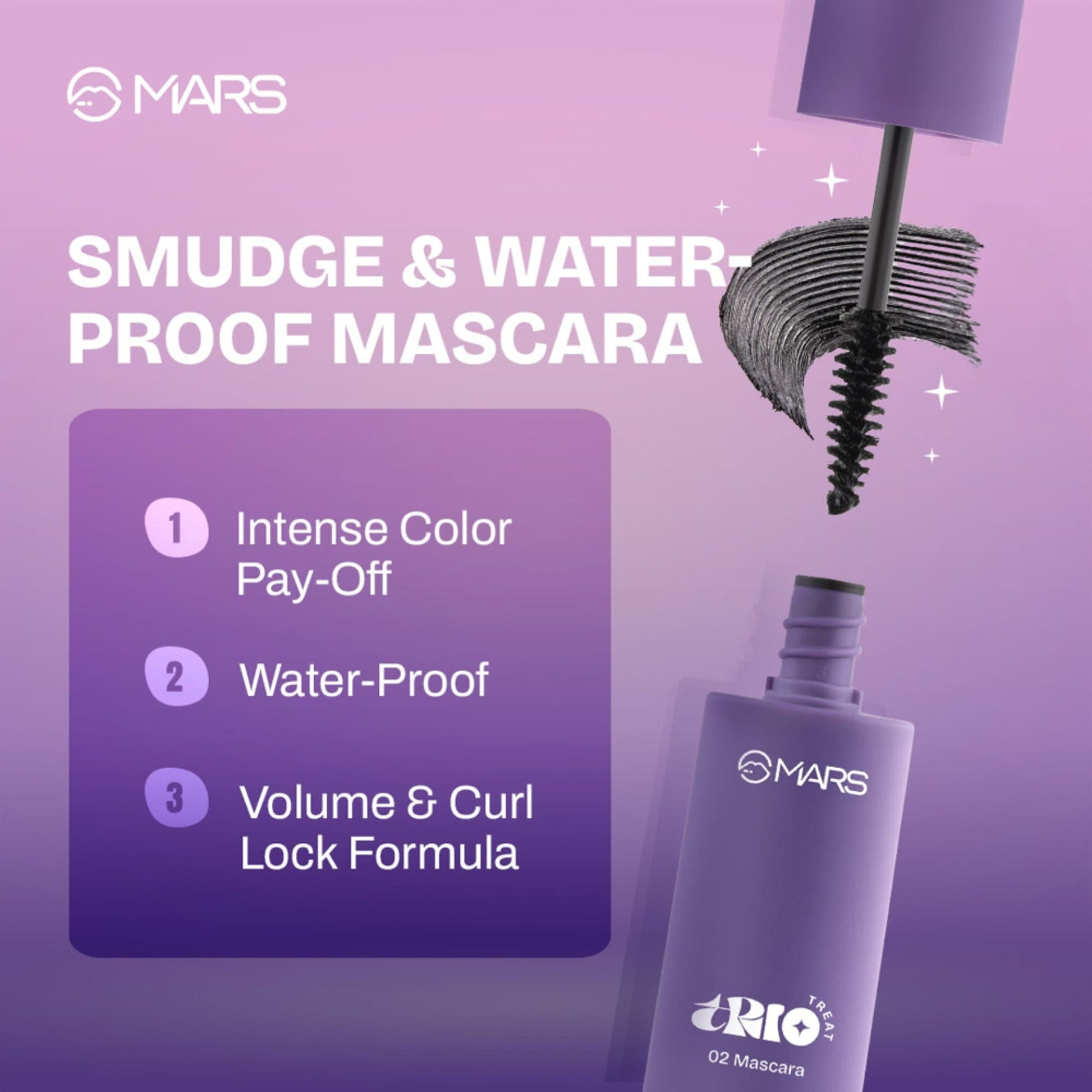 MARS Cosmetics Trio Treat, 3-In-1 Eye Makeup Kit With Eyeliner, Mascara & Eyeshadow 