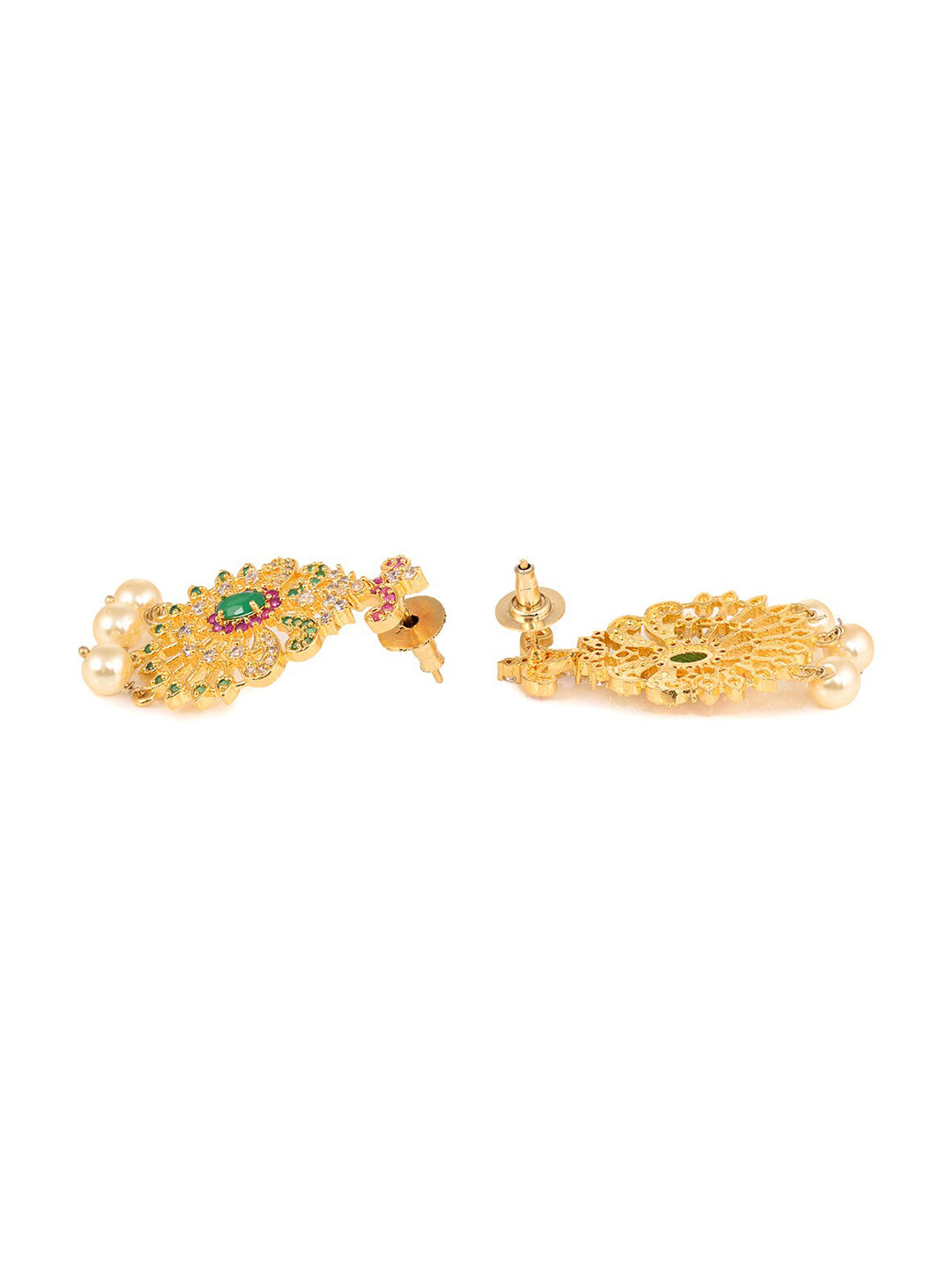 Saraf RS Jewellery Women Gold-Toned & Multi-Coloured CZ-Studded Handcrafted Jewellery Set - Grab2buy