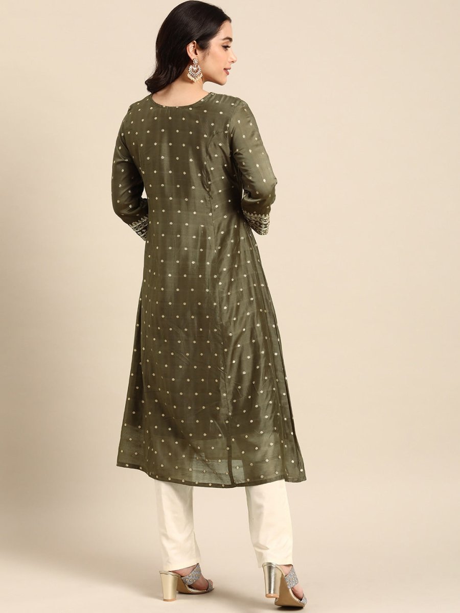All About You Ethnic Motifs Embroidered Empire Sequinned Kurta with Trousers