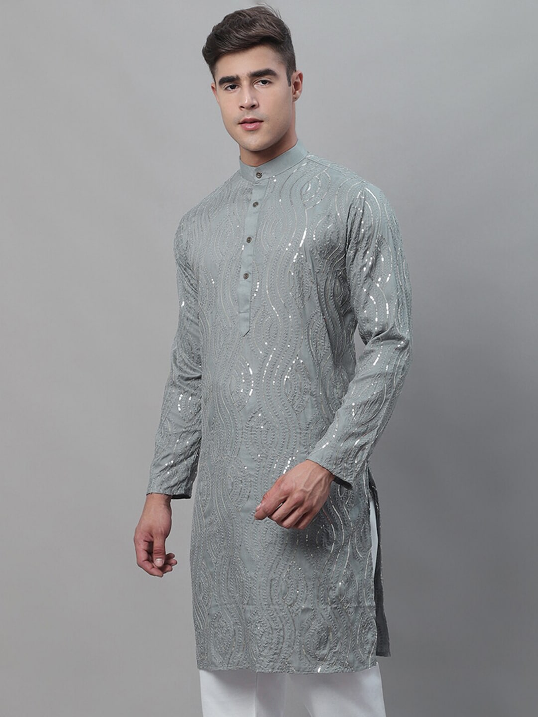 Sojanya Ethnic Motif Embroidered Sequined Work Pure Cotton Kurta 