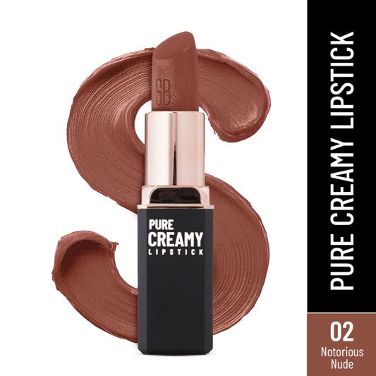 Swiss Beauty Pure Creamy Matte Lipstick - 02 Notorious Nude