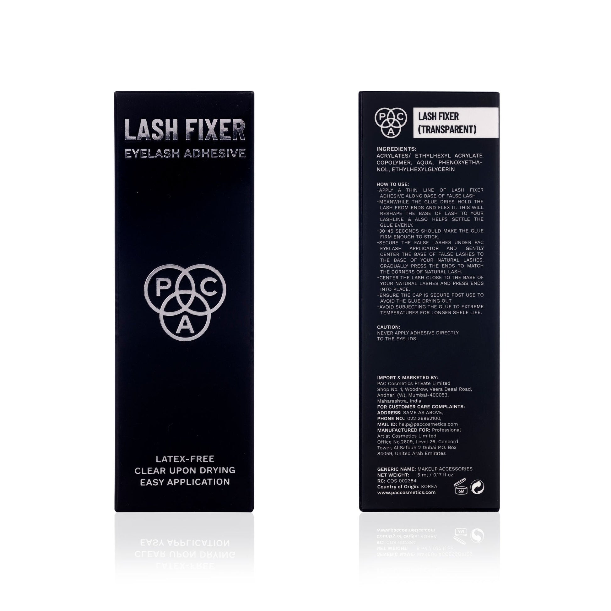 PAC Studio Lash Fixer Eyelash Adhesive Transparent - 24H Hold, Quick Drying, Waterproof, Ultra Thin Brush