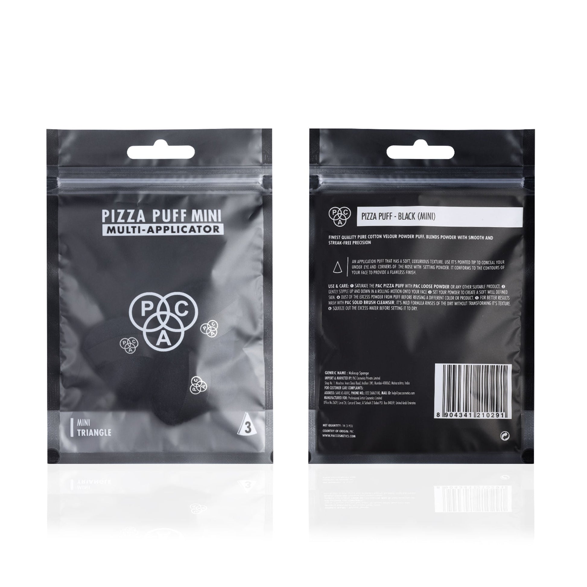 PAC Studio Pizza Puff Black Mini - 99% Soft Natural Cotton, Ideal for Under Eyes & Precise Application