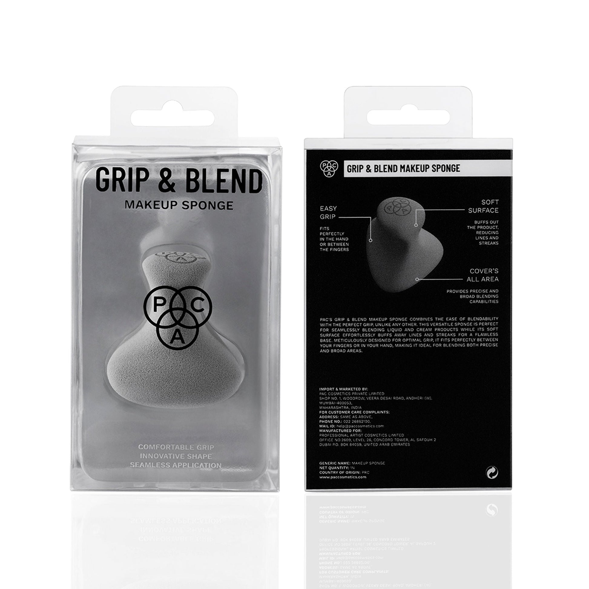 PAC Studio Grip & Blend Makeup Sponge - Effortless Blendability with Controlled Grip, Ultra Soft Latex Free