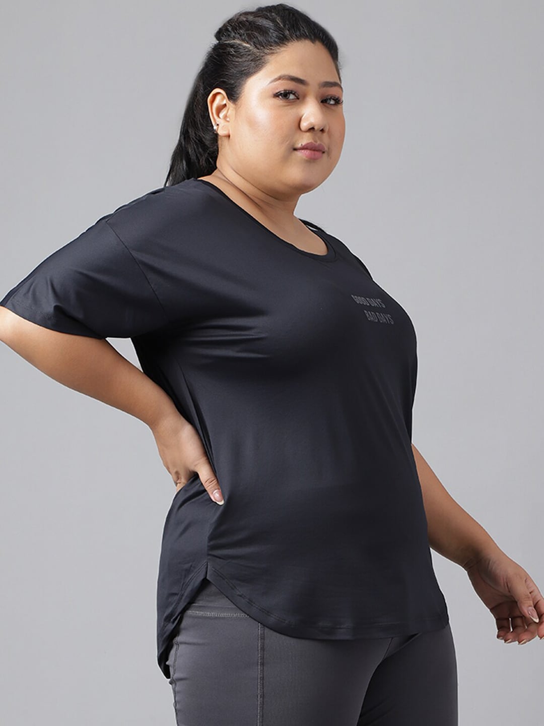 MKH Plus Size Typography Printed Dri-FIT Sports T-Shirt 