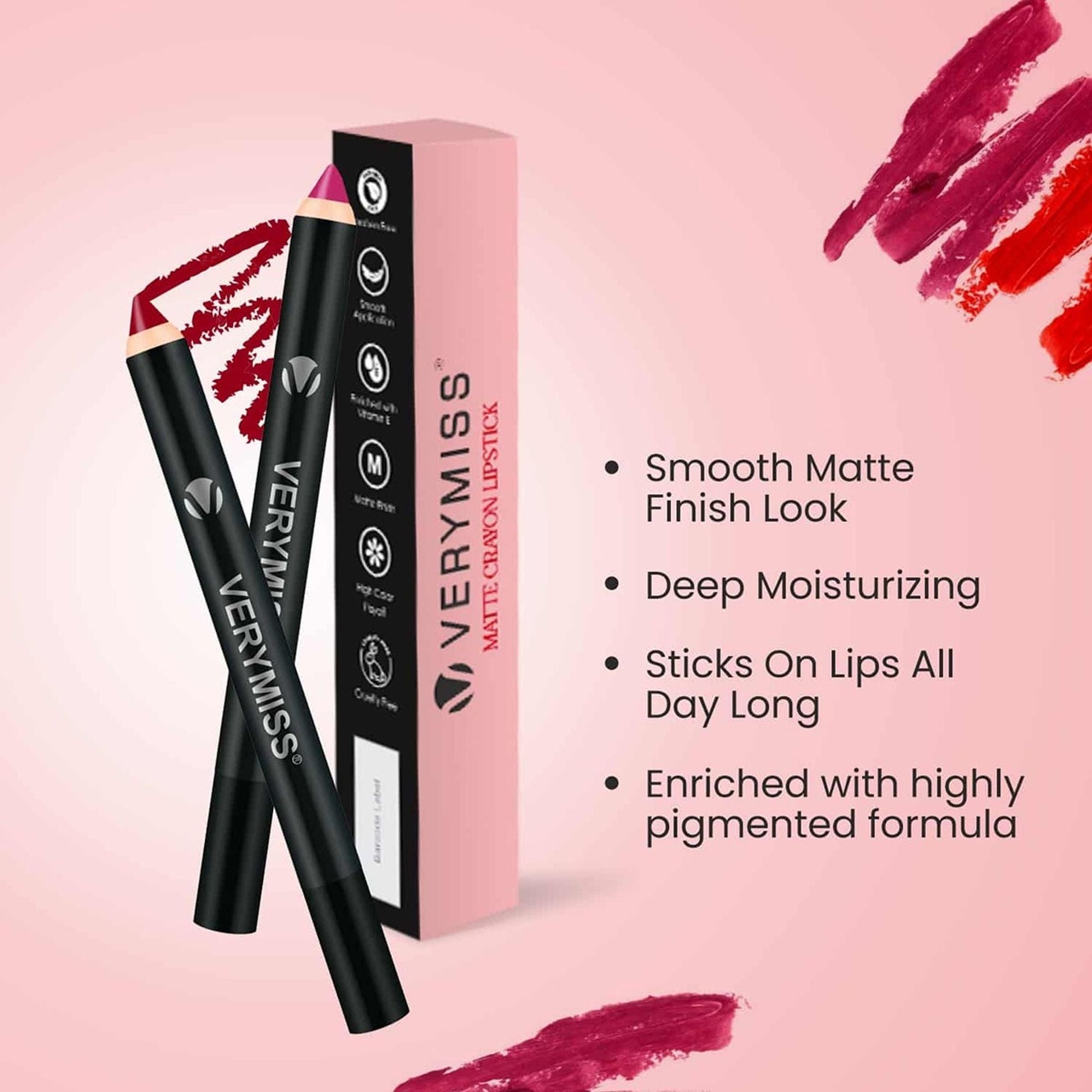 VERYMISS Matte Lip Crayon Lipstick - 12 Syrup Brown  Grab2Buy VERYMISS Grab2Buy