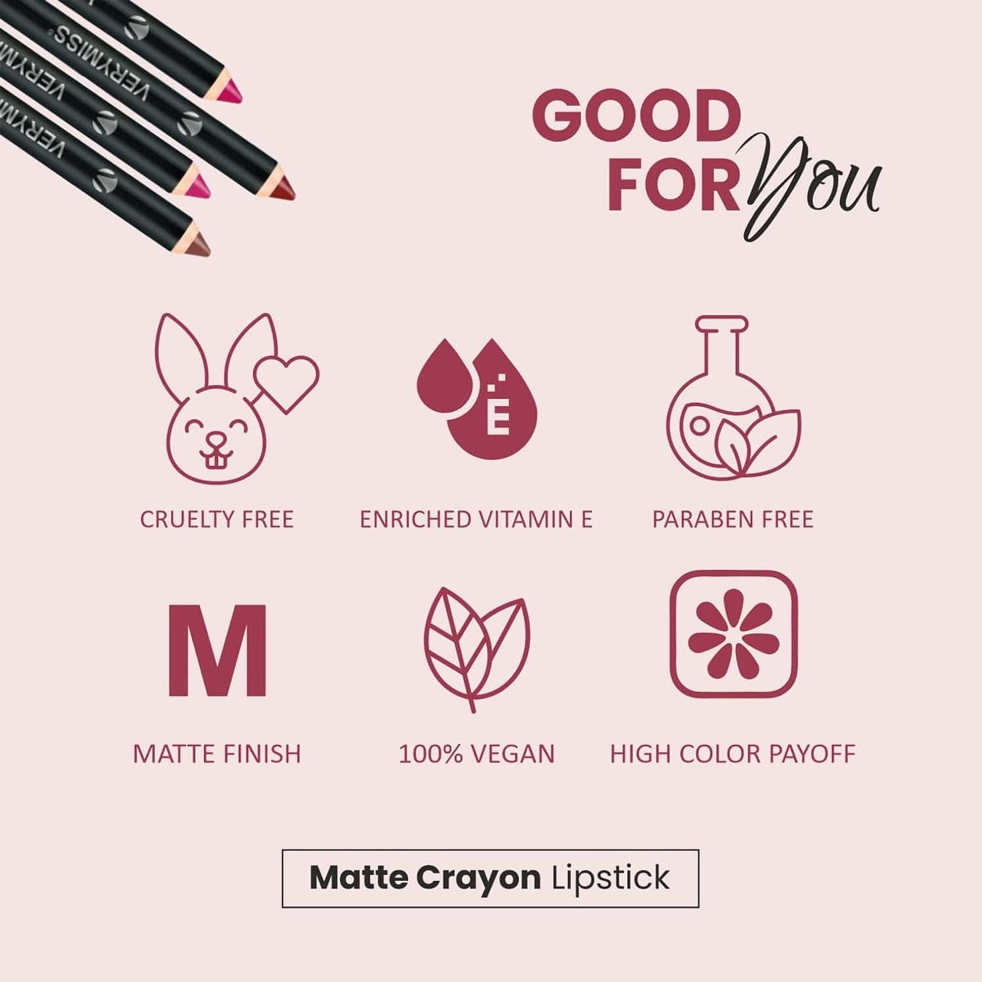 VERYMISS Matte Lip Crayon Lipstick - 12 Syrup Brown  Grab2Buy VERYMISS Grab2Buy