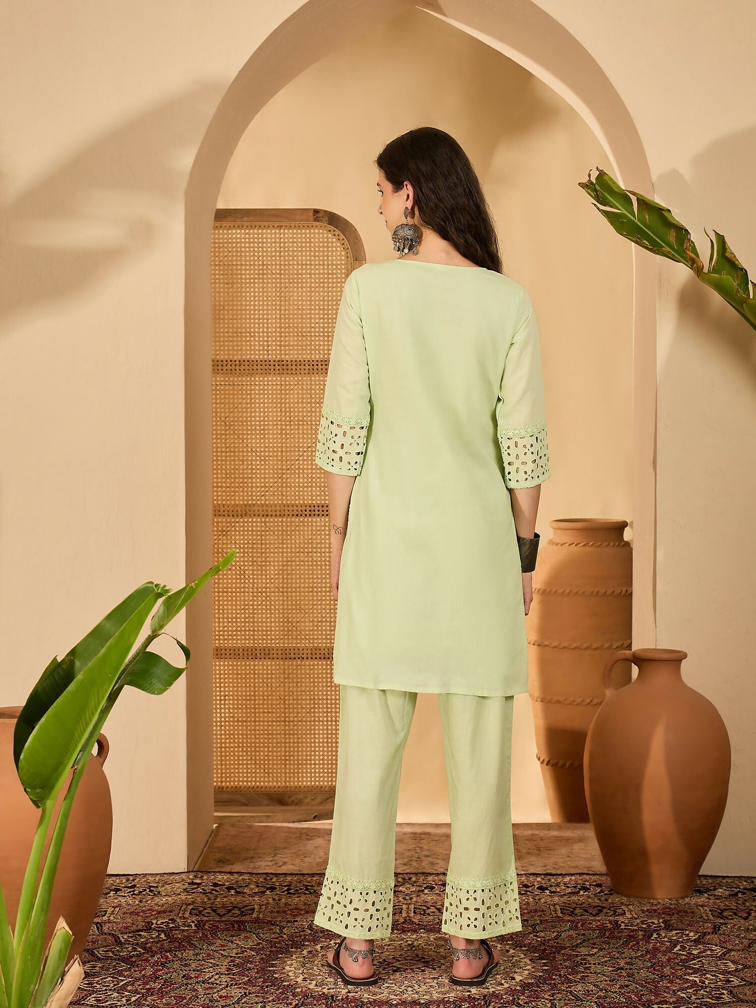 Joban Fashion Embroidery Green Pure Cotton Cord Set