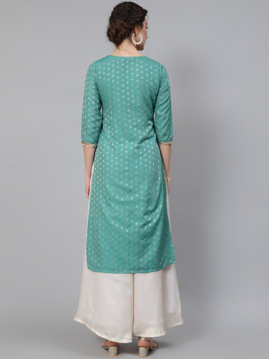 Aks Ethnic Motifs Woven Design Zari Chanderi Silk Kurta