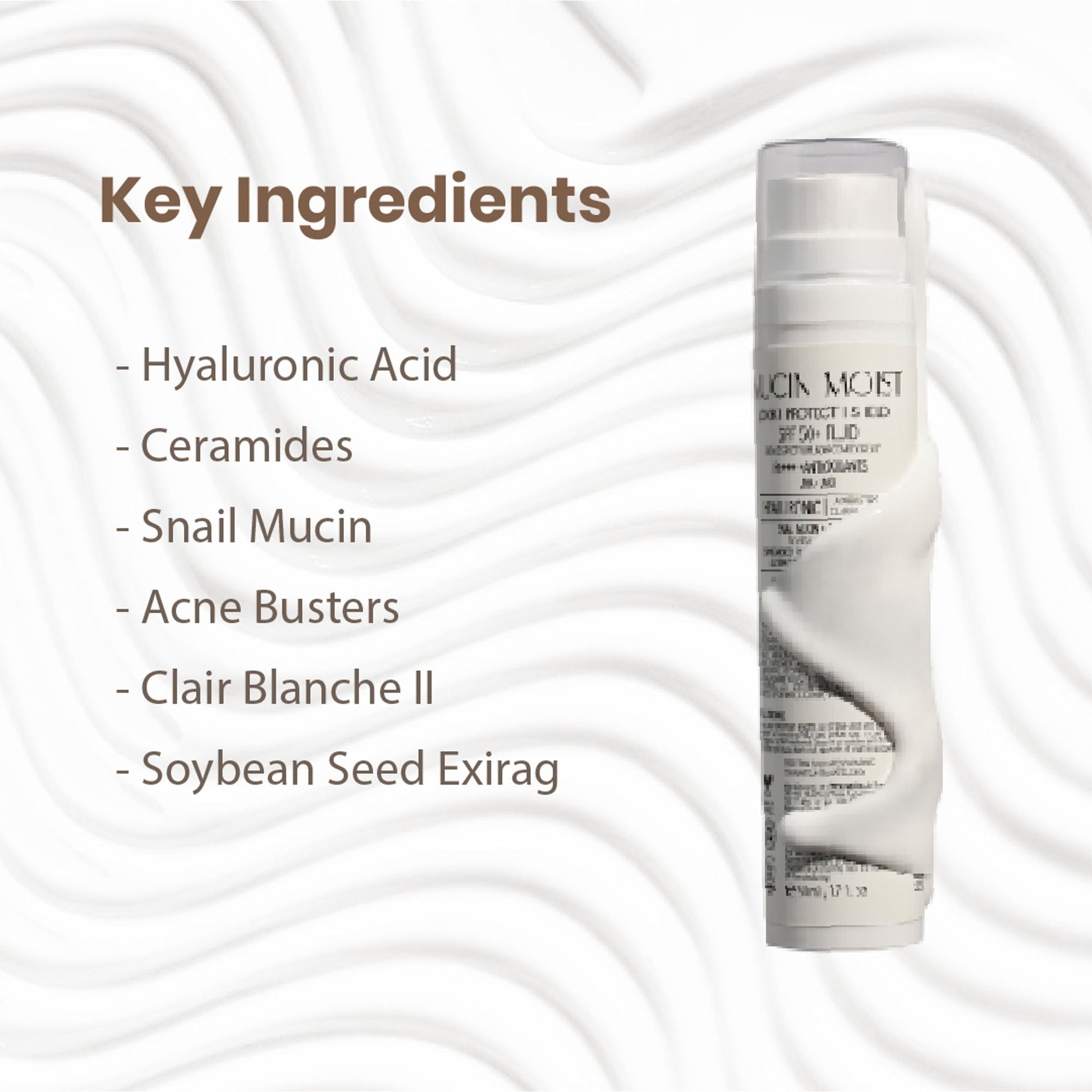 Personal Touch Skincare Mucin Moist Fluid Sunscreen SPF 50+ PA+++ UVA/UVB To Minimizes Pores