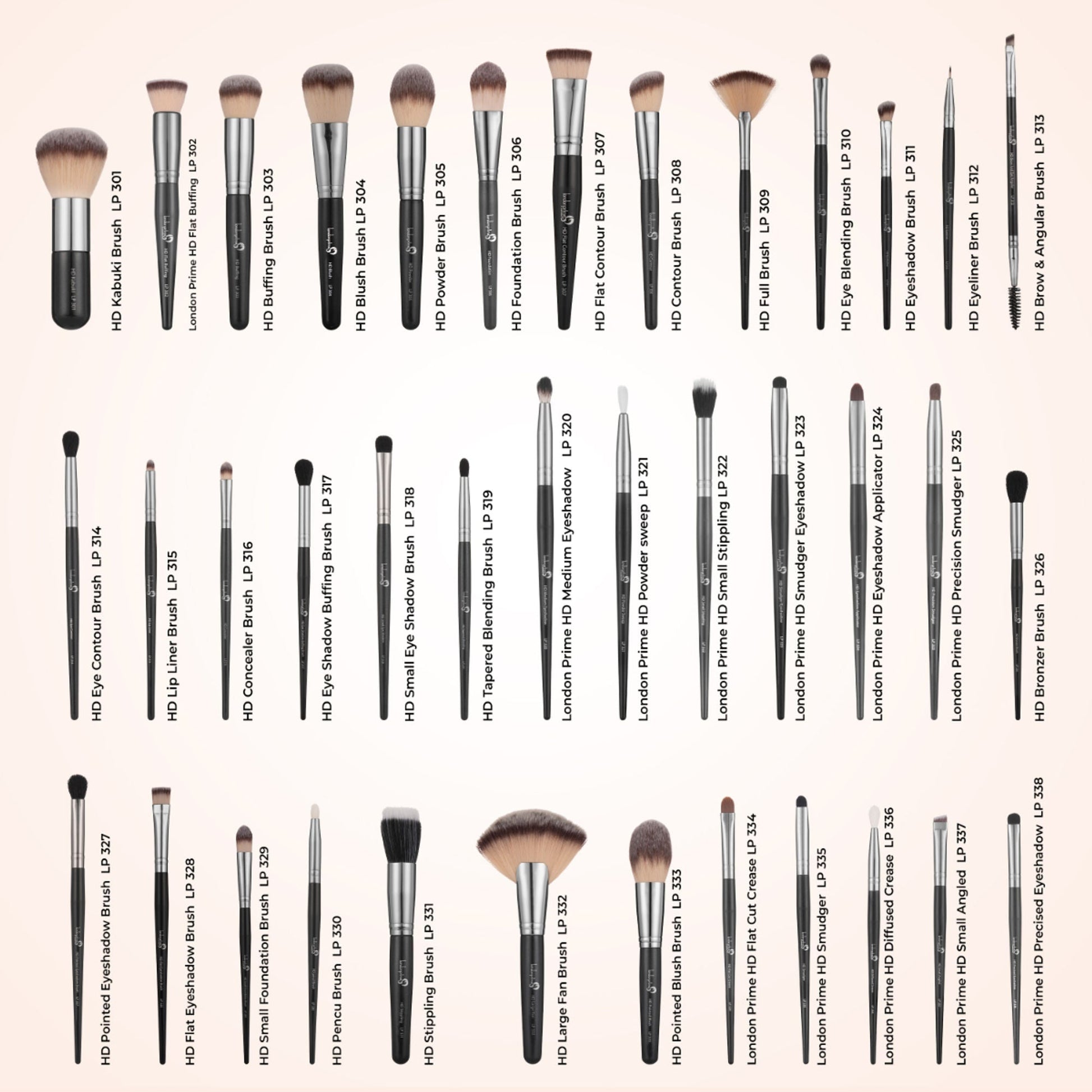 London Prime HD Signature Brush Set - 38 Pcs, Peach