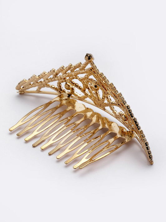 Panash Gold-Toned & White Embellished Comb Pin - Grab2buy