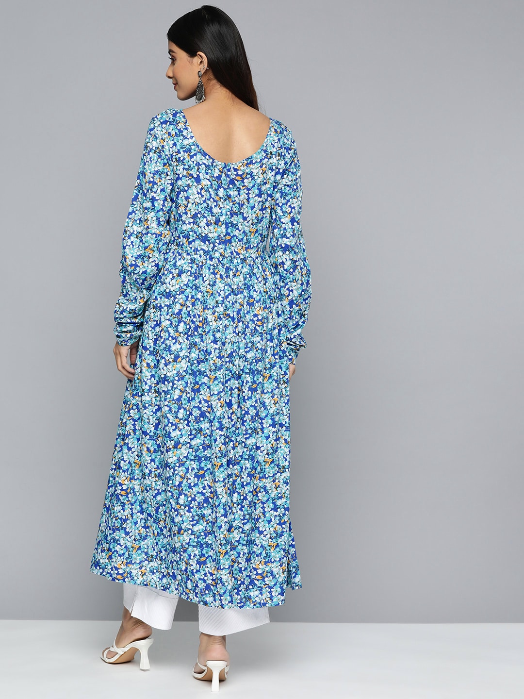 HERE&NOW Women Floral Printed Scoop Neck Anarkali Kurta