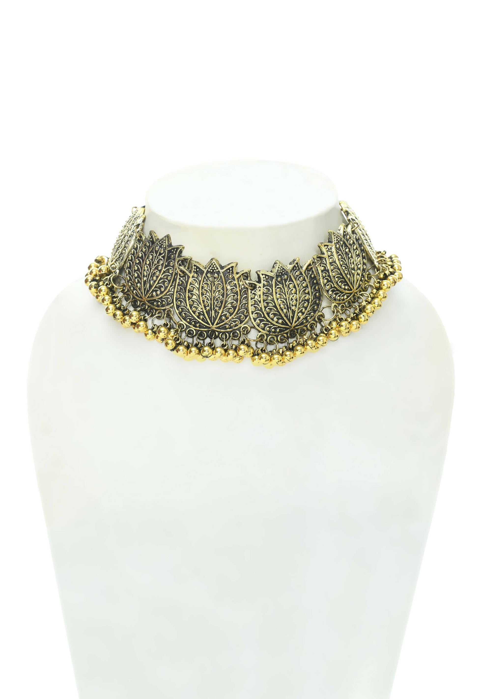Mominos Fashion Johar Kamal Gold-Plated Brass Finish Lotus Design Choker For Women - Grab2buy