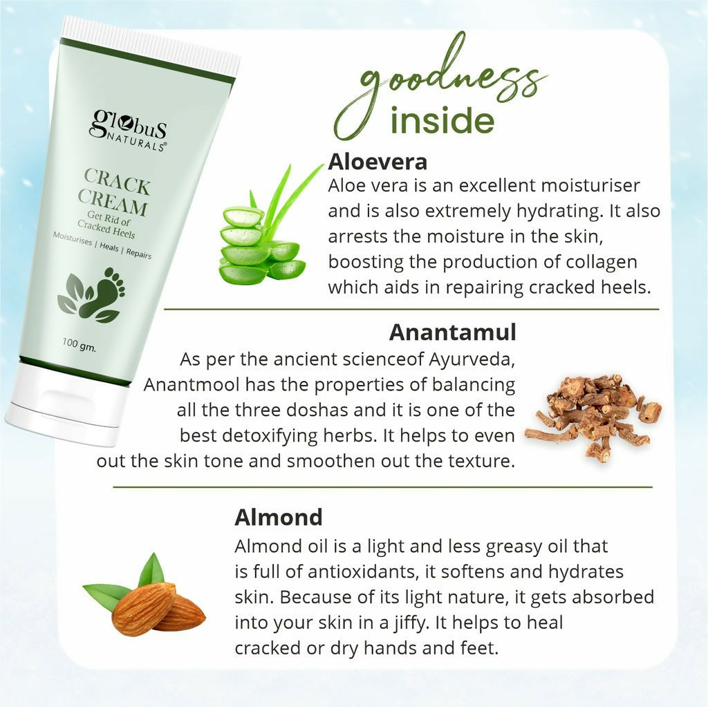Globus Naturals Crack Cream for Dry & Cracked Heels & Feet 