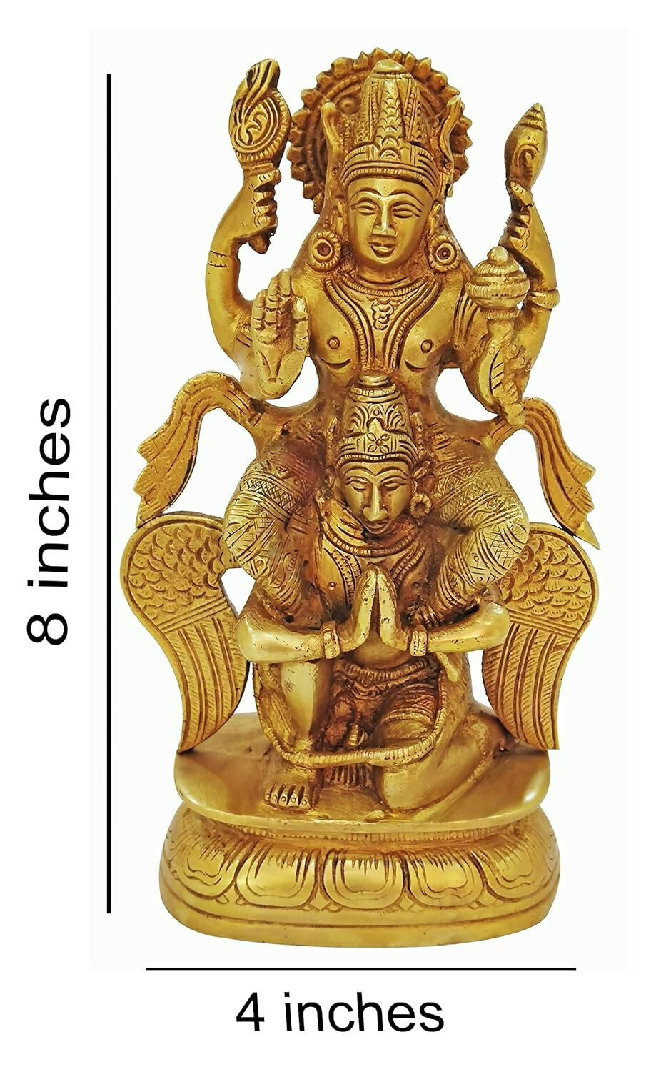 P.J.Handicrafts Brass Metal Idol of Vishnu Ji Riding On Garuda - Grab2buy