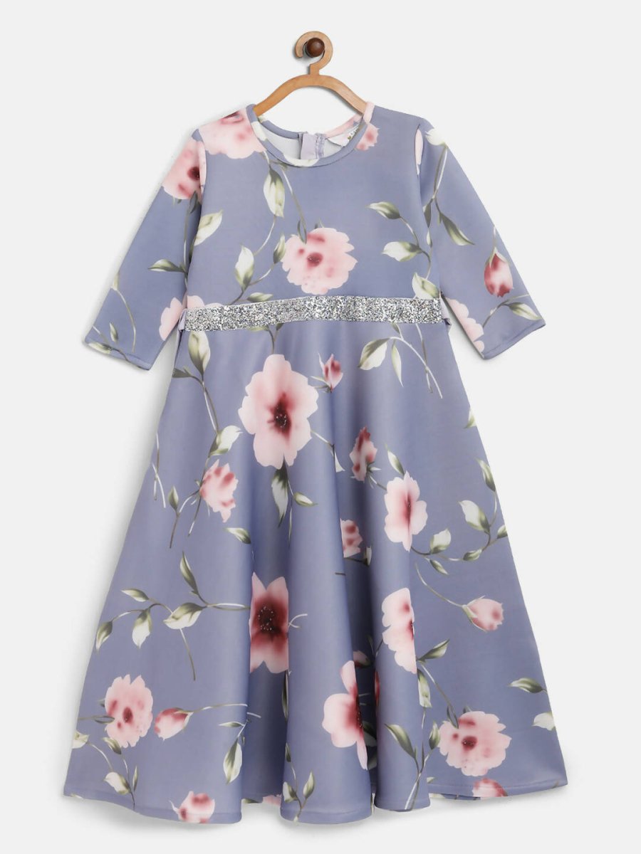 Ahalyaa Light Blue Digital Print Floral Kids Dress For Girls  Grab2Buy Ahalyaa Grab2Buy