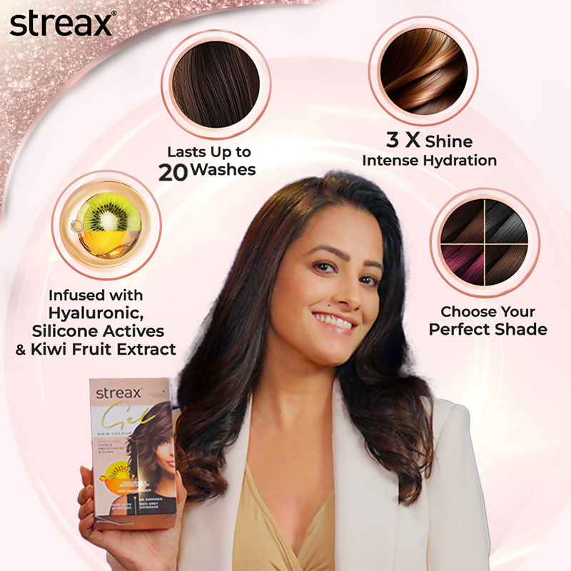 Streax Gel No Ammonia 100% Grey Coverage Hair Color - Natural Brown 4 