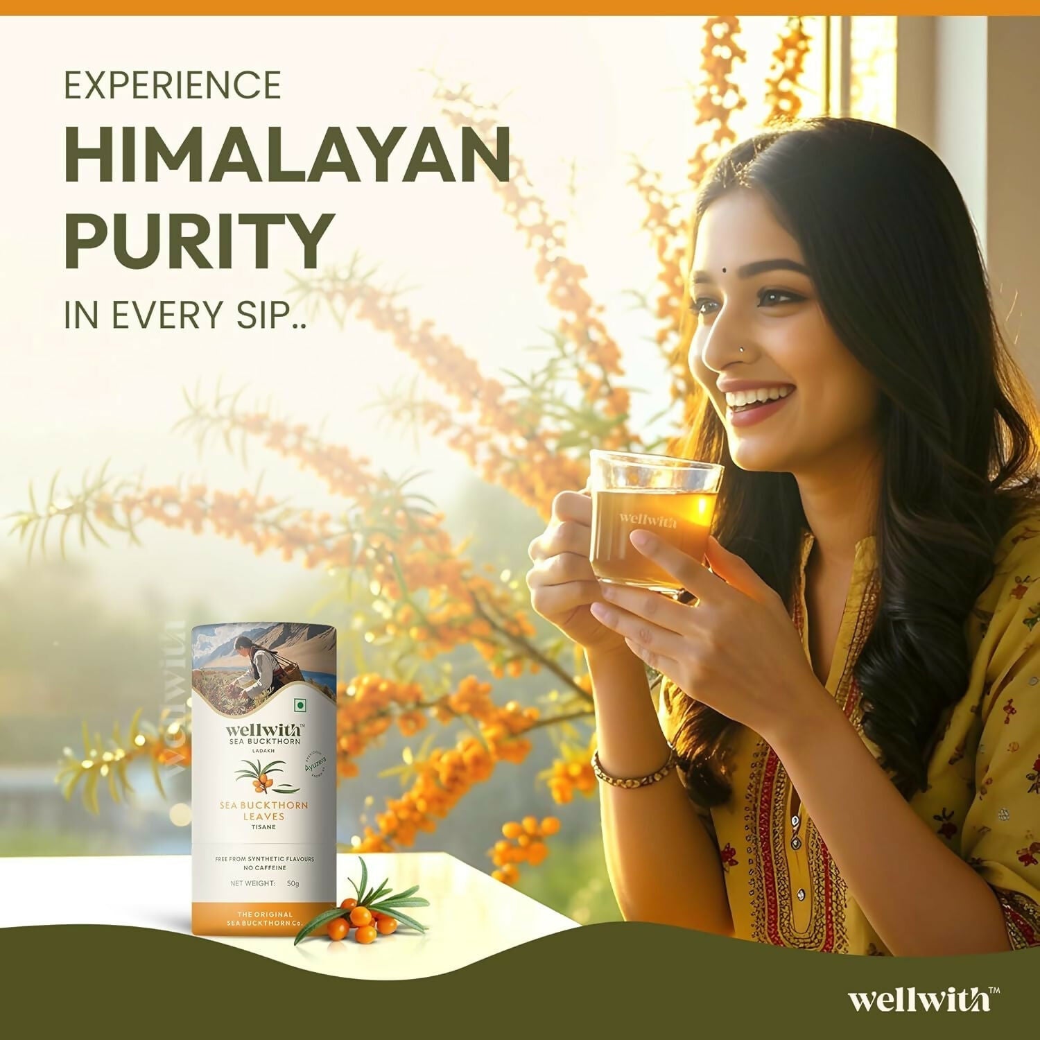 Wellwith Sea Buckthorn Raw Leaves Tea - Himalayan Herbal Leaf Tea  Grab2Buy Wellwith Grab2Buy