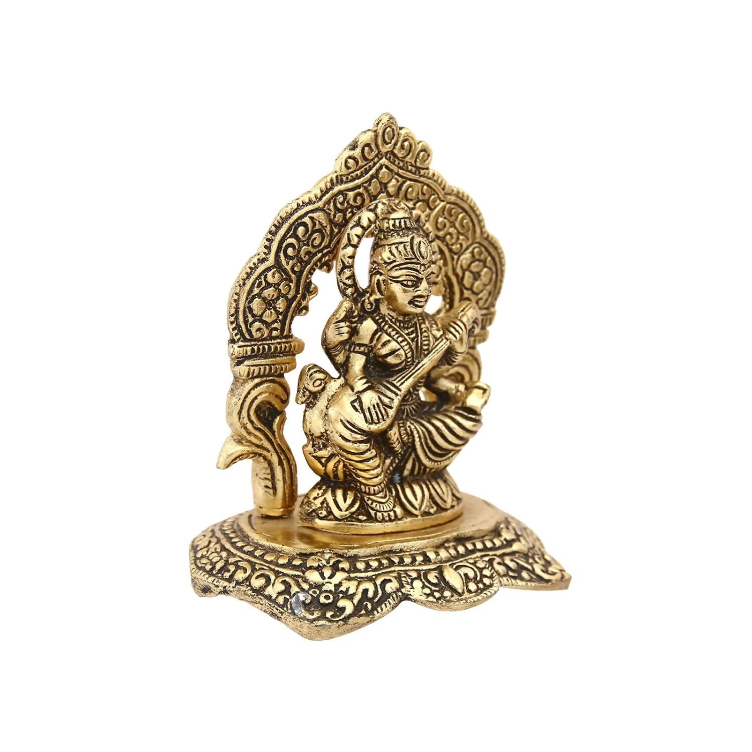 Handicrafts Paradise Metal Goddess Saraswati Idol - Grab2buy