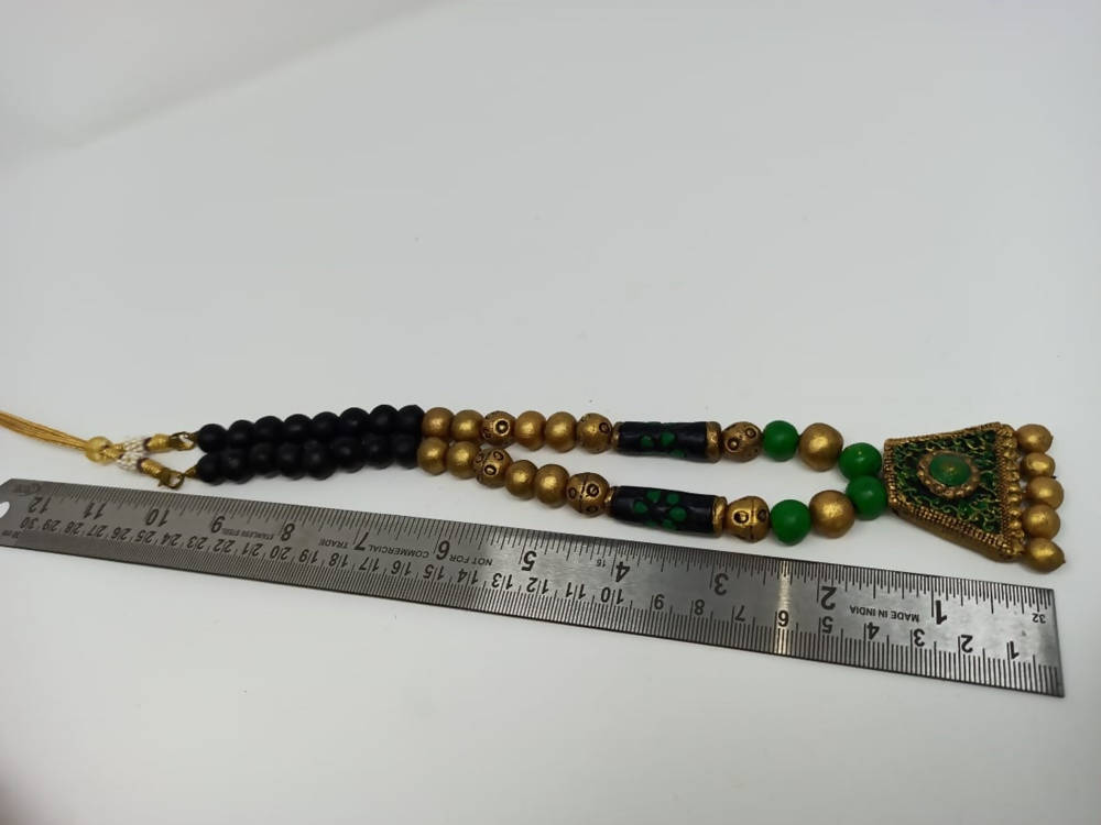 Terracotta Medium Necklace Set with Pendant Paired with Temple Earrings 