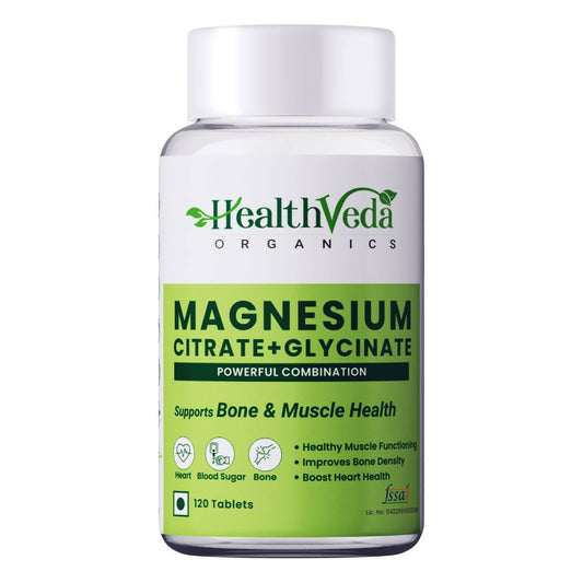 Health Veda Organics Magnesium Citrate+Glycinate Tablets 