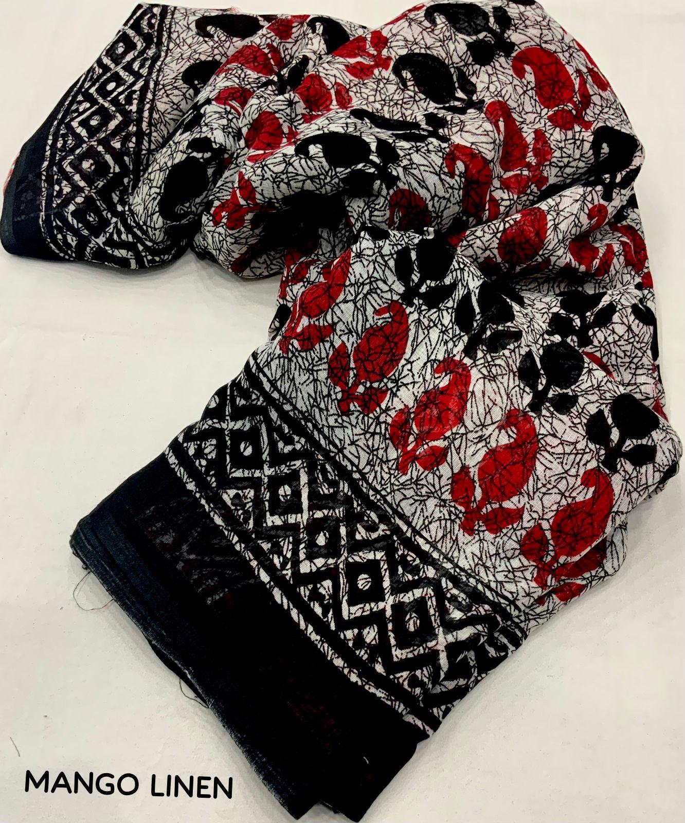 Grey Linen Blend Ethnic Motifs Saree with Unstitched Blouse - A2M
