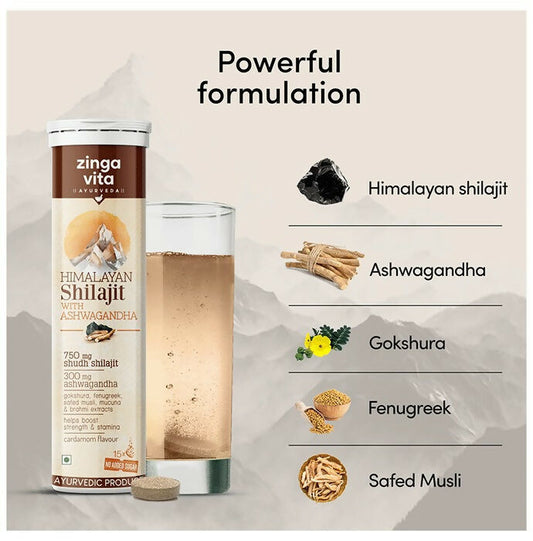 Zingavita Ayurveda Himalayan Sj Effervescent Tablets with Ashwagandha 