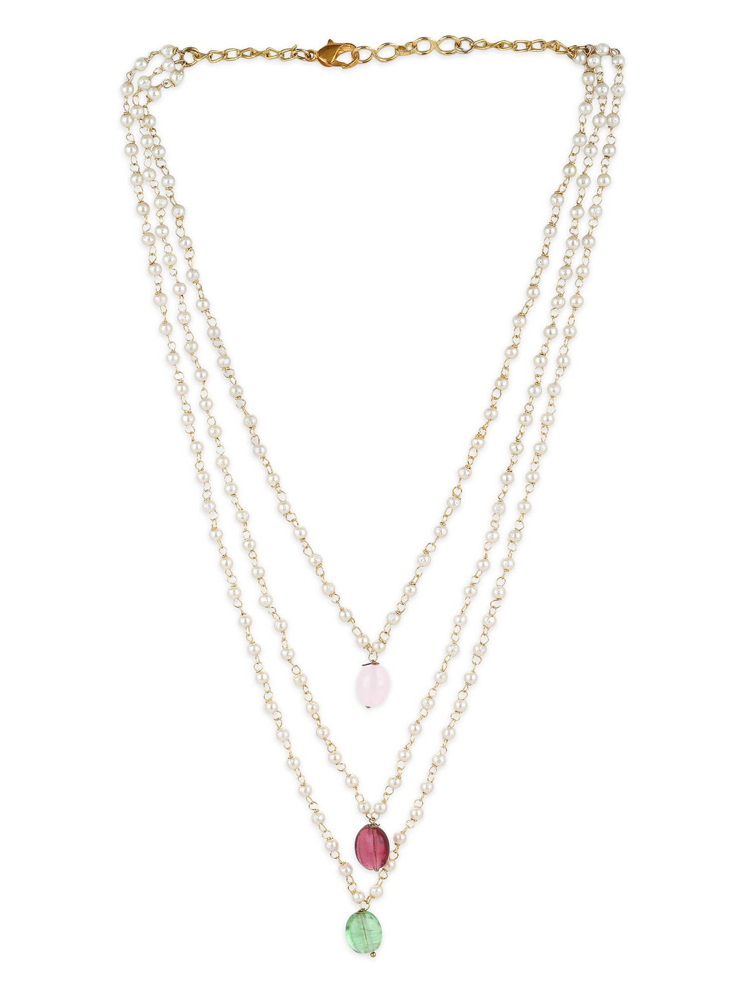 White Pink Brass Gold-Plated Necklace - Ruby Raang - Grab2buy