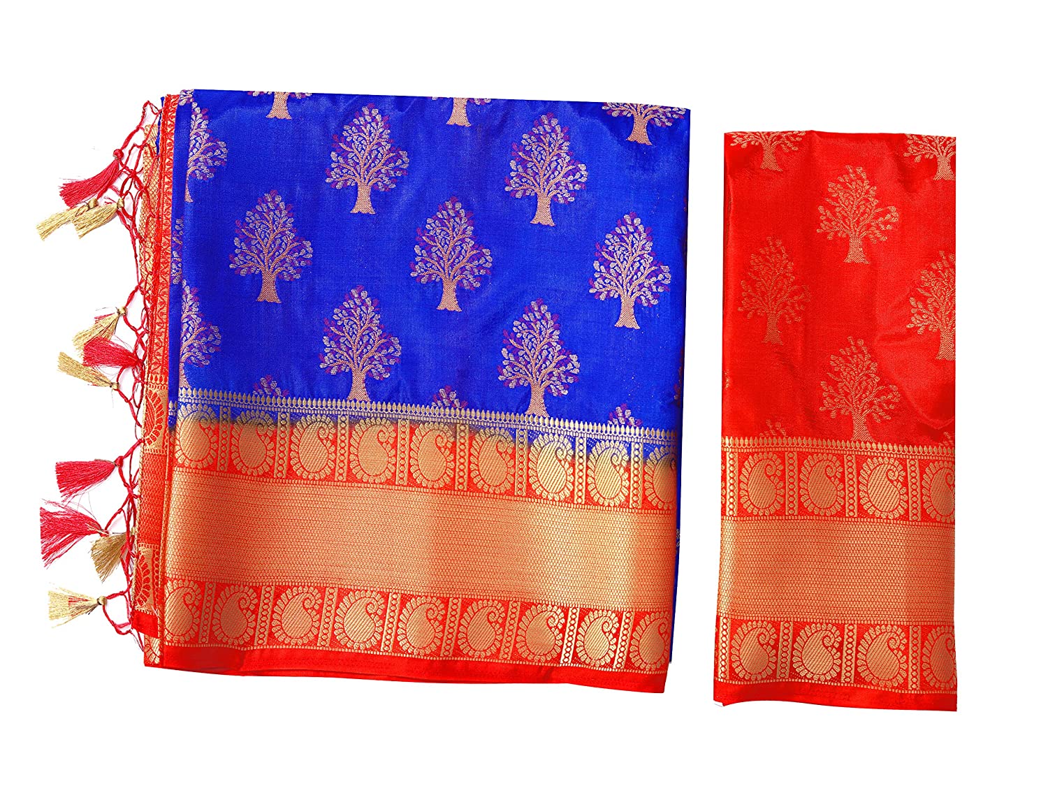 Mimosa Women's Kanchipuram Art Silk Saree With Un-Stitched Blouse