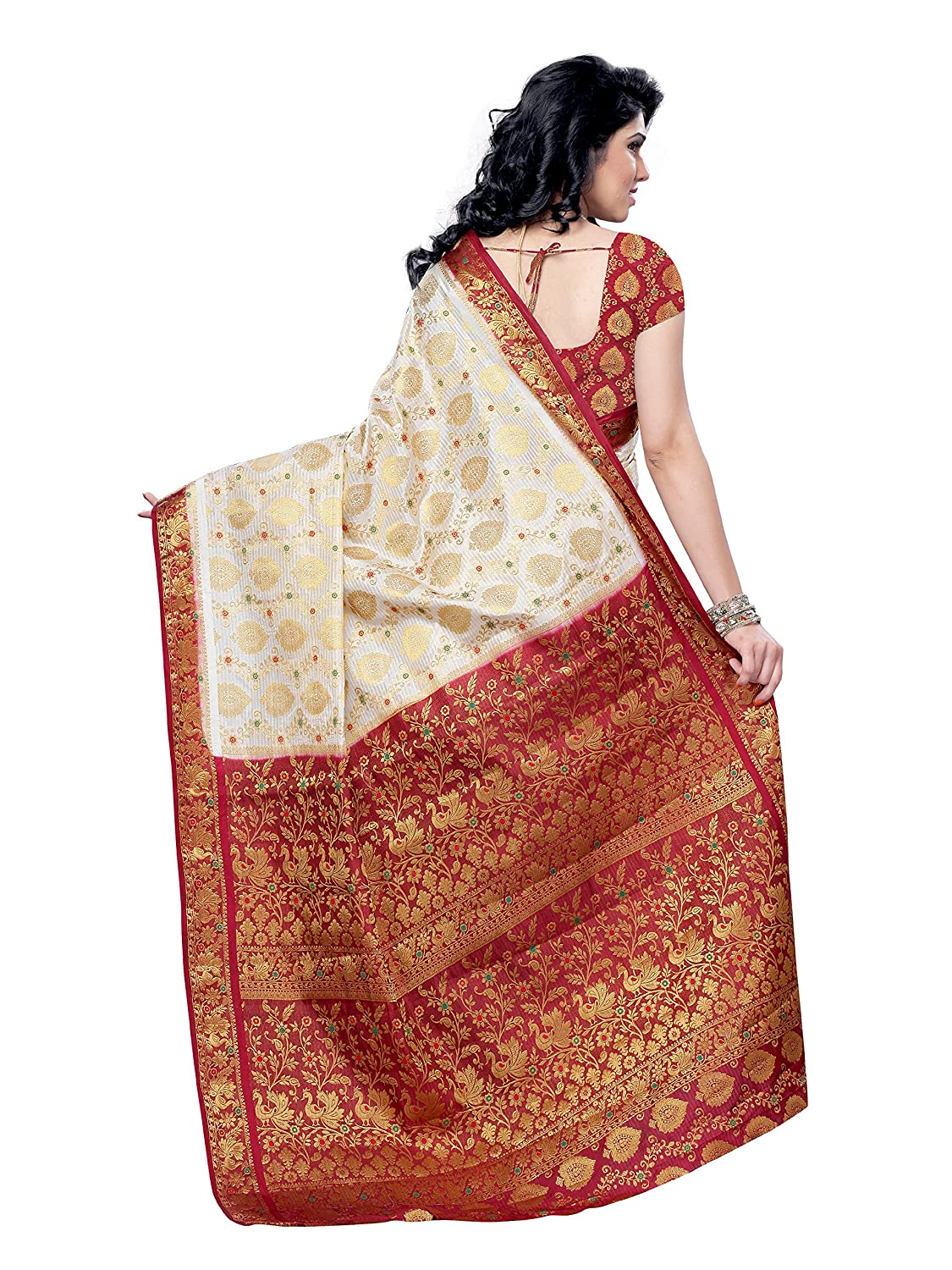 Mimosa Women's Kanchipuram Art Silk Saree With Blouse Piece