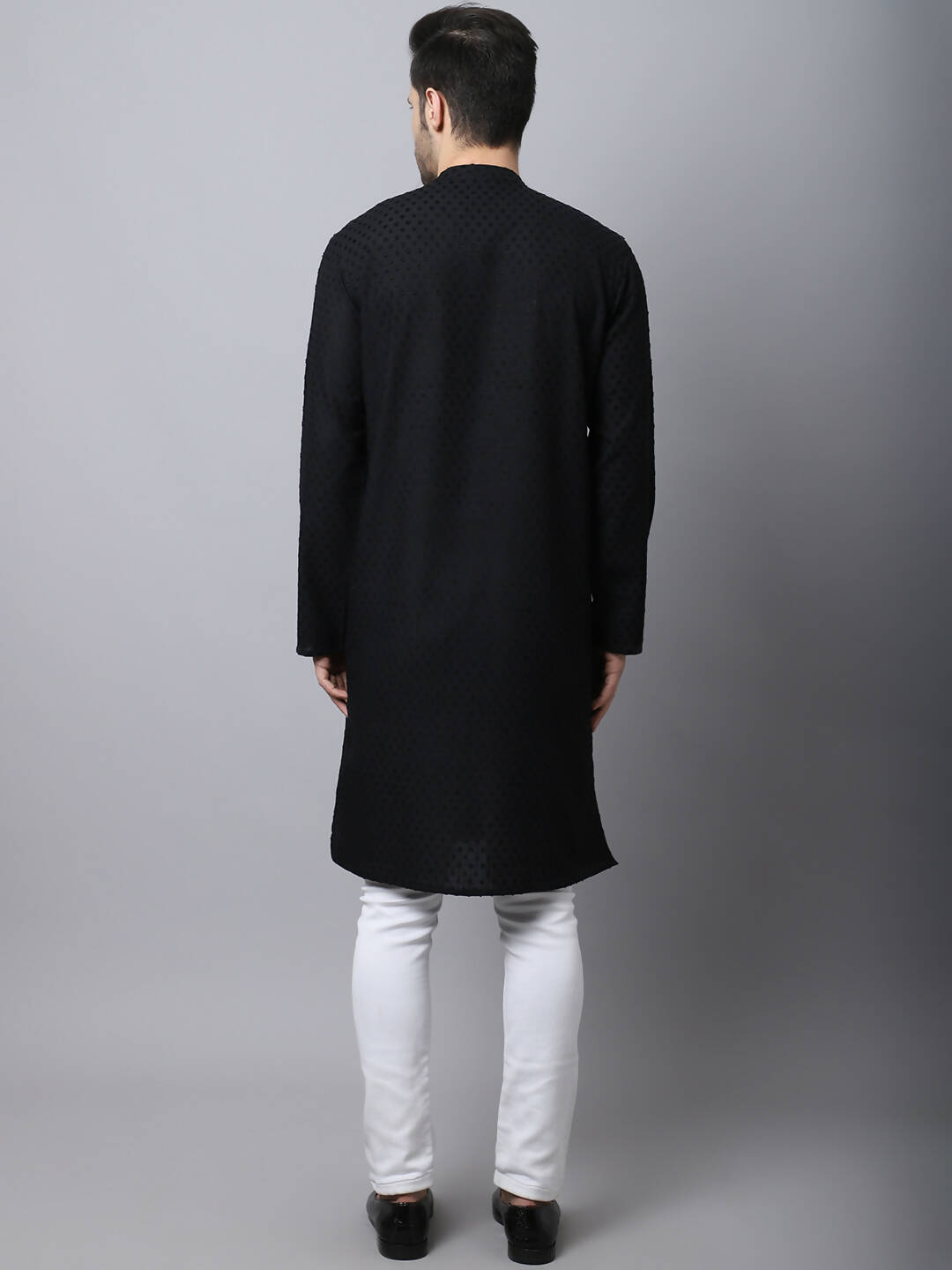 Even Apparels Black Pure Cotton Men's Kurta With Side Placket (MMS446) 