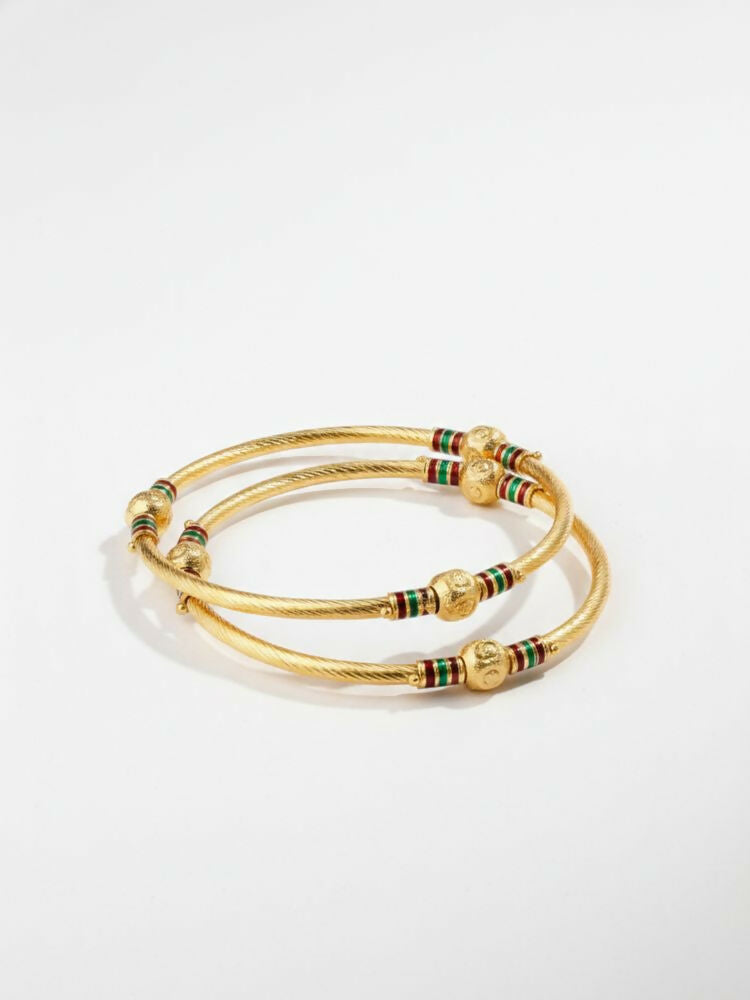 NVR Women Set of 2 Gold Plated Meenakari Kada Bangle