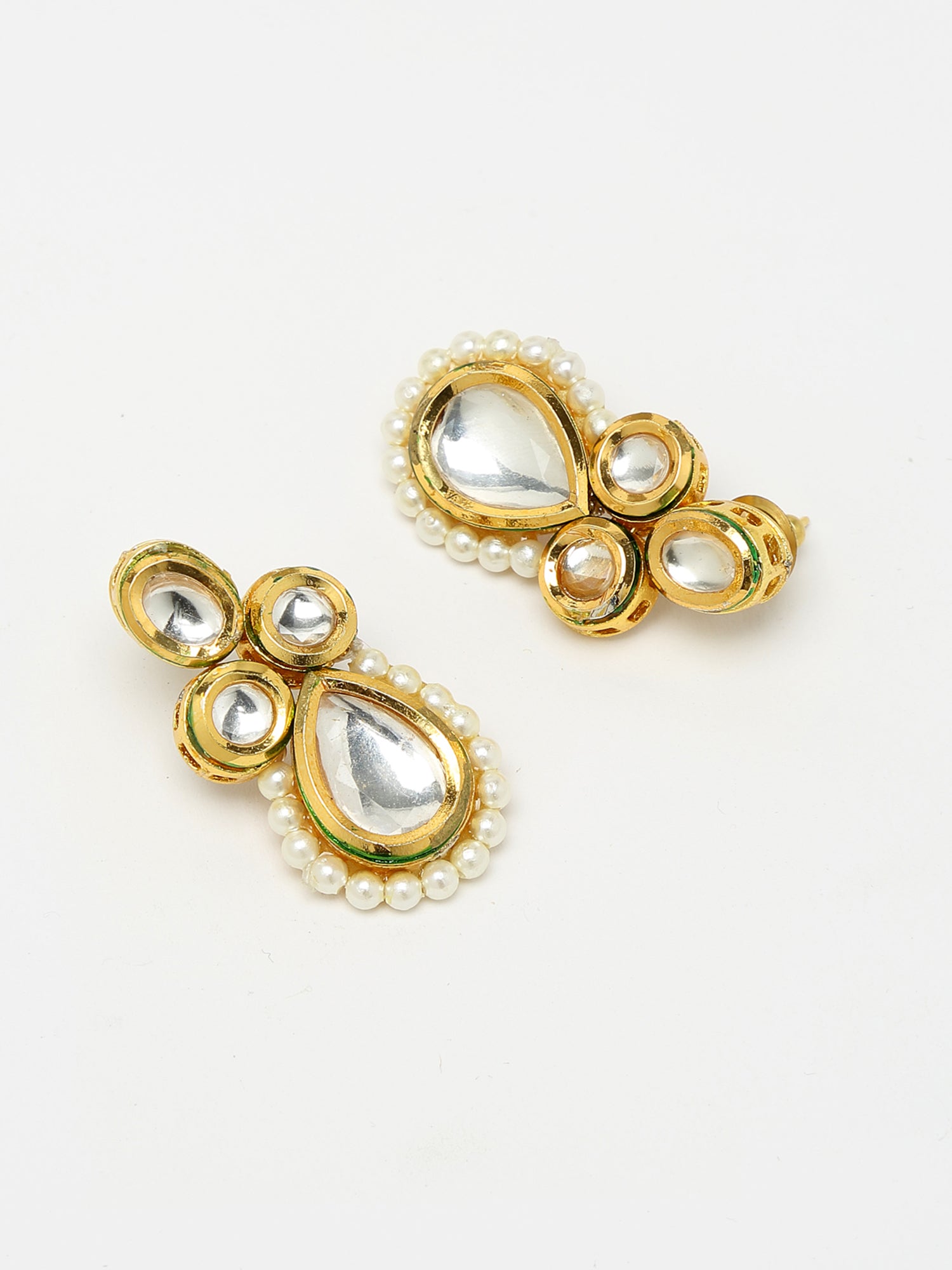 Long Kundan Neckpiece With Studs - Ruby Raang - Grab2buy