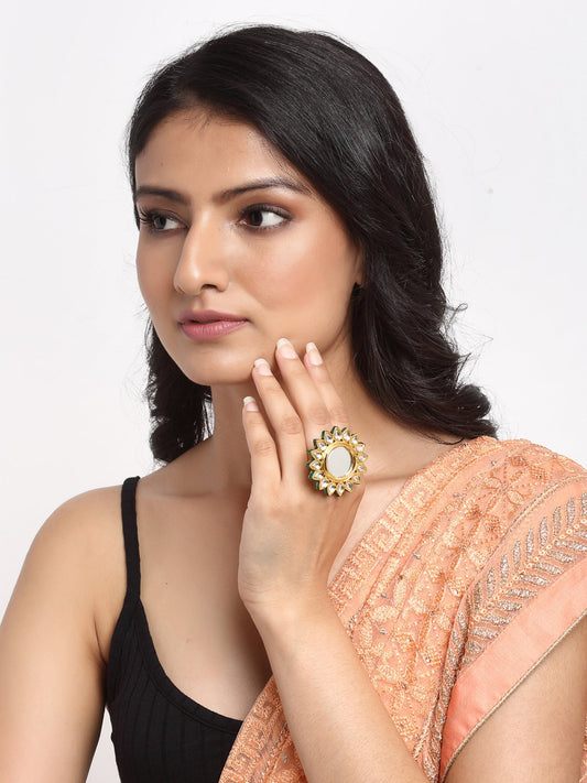Kundan Cocktail Ring - Ruby Raang - Grab2buy