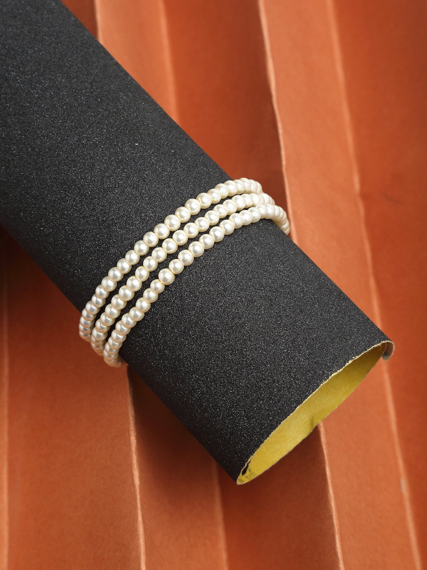 Women's Gold-Toned White Pearls Gold-Polished Multi-Strand Bracelet - Ruby Raang | Grab2Buy