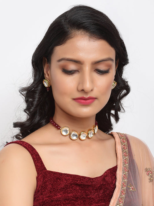 Kundan Neckpiece With Studs - Ruby Raang - Grab2buy