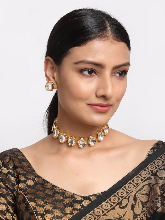 Kundan Choker With Kundan Studs - Ruby Raang - Grab2buy
