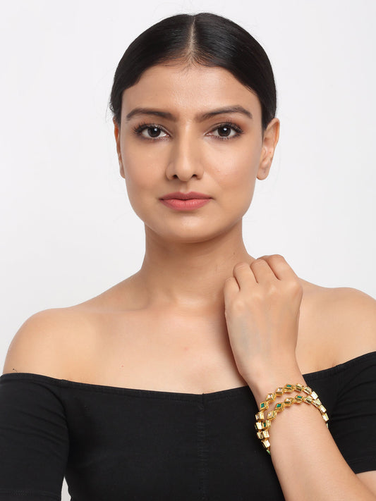 Kundan Bangles Set Of 2 - Ruby Raang - Grab2buy