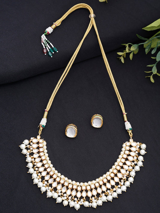 Kundan Choker With Pearls & Studs - Ruby Raang - Grab2buy
