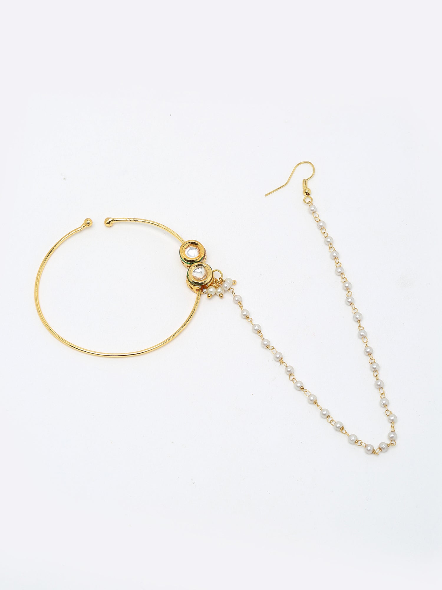 Double Kundan Nose Ring - Ruby Raang  Grab2Buy Ruby Raang Grab2Buy