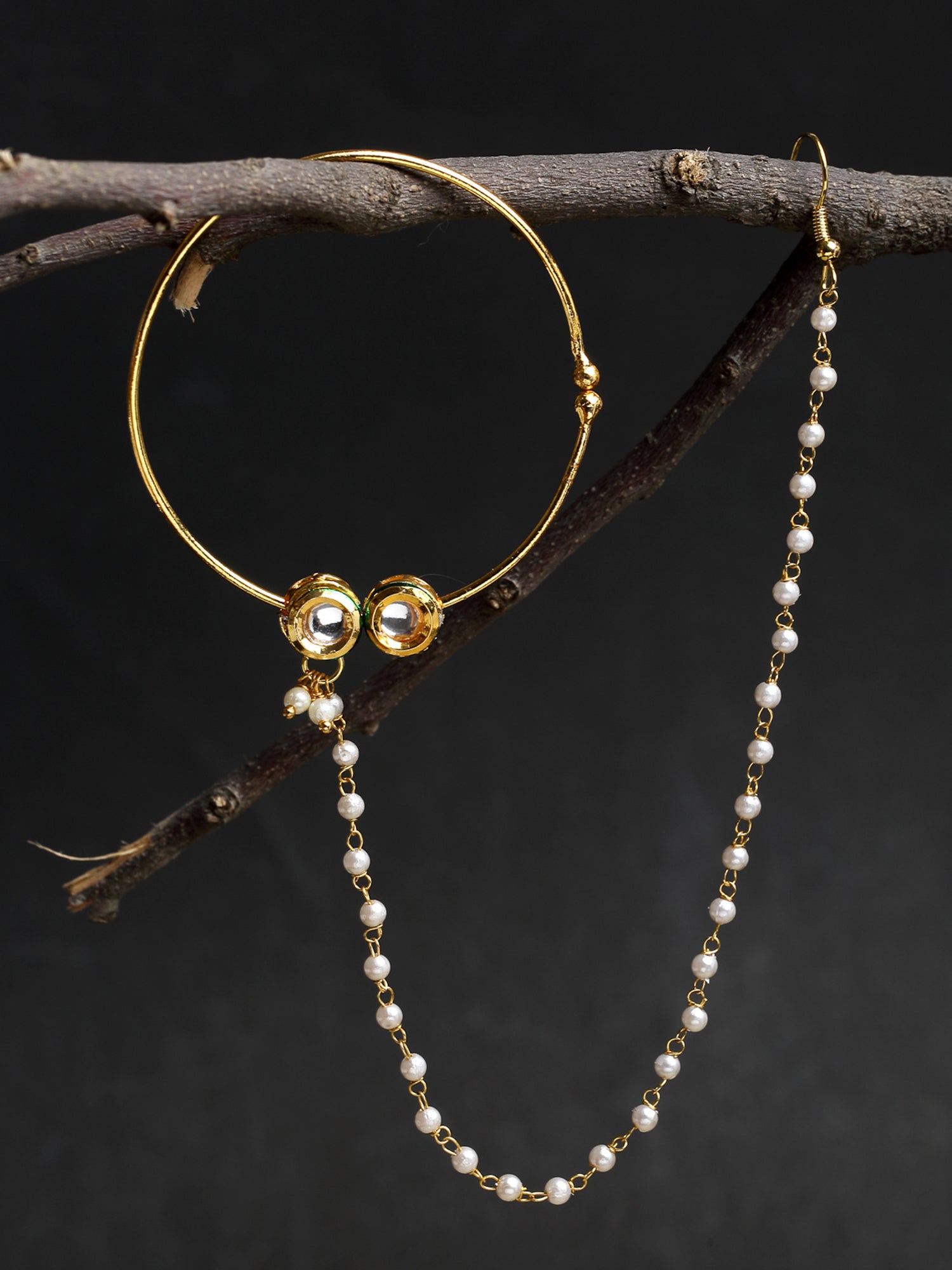Double Kundan Nose Ring - Ruby Raang  Grab2Buy Ruby Raang Grab2Buy